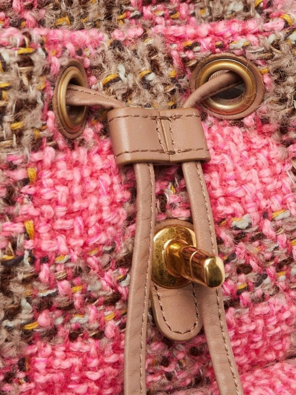 Chanel Pink/Brown Tweed Elegant Chain Backpack Bag - Picture 12 of 12